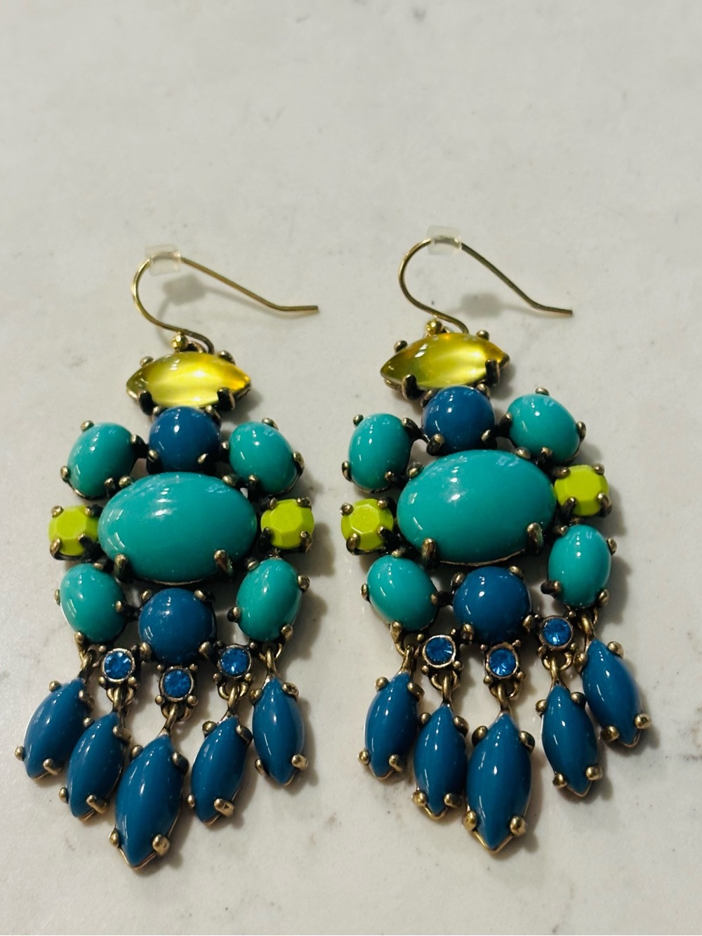 💚💙💛Stella & Dot Turquoise & Blue Statement Dangle Earrings - Women's Jewelry💚💙💛